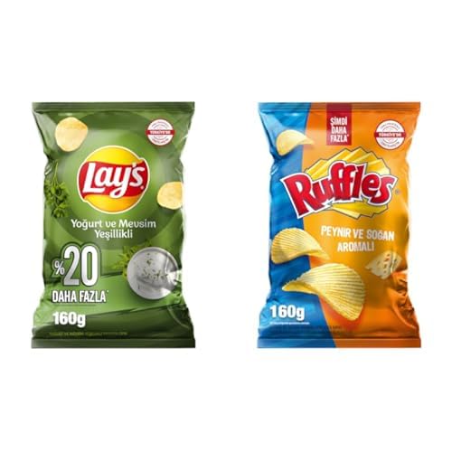 Lay’s Yoğurt ve Mevsim Yeşillikli Parti Boy 160 g x1 + Ruffles Maksimum Peynir & Soğan Parti Boy 160g x1
