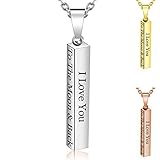 Personalized 4 Sided Engraved 3D Bar Necklace Pendant,Custom Bar Name Necklace
