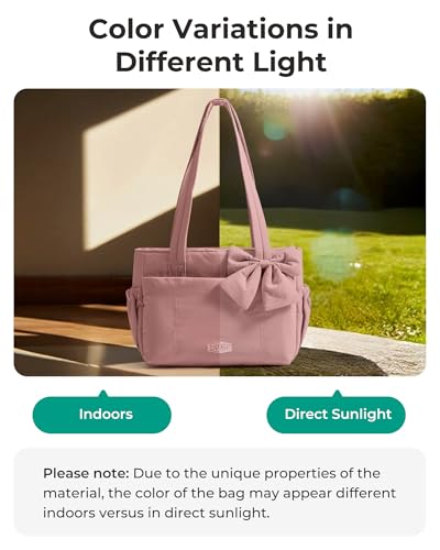 Image of BAGSMART Crush Bow Tote Bag for Women, Puffer Travel Work Yoga Laptop Bag | Large Bow Tote Fits 40oz Tumbler, 15.6 inch Laptop, Yoga Mat Sleeve, Waterproof Pocket, Travel Work Swim Gym Mom Shoulder Handbag