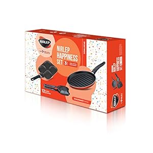 NIRLEP by Bajaj Electricals Non-Stick Breakfast Gift Set Multi Snack Maker 2.2 mm, Sandwich Griller 2 mm & Grill Tawa…