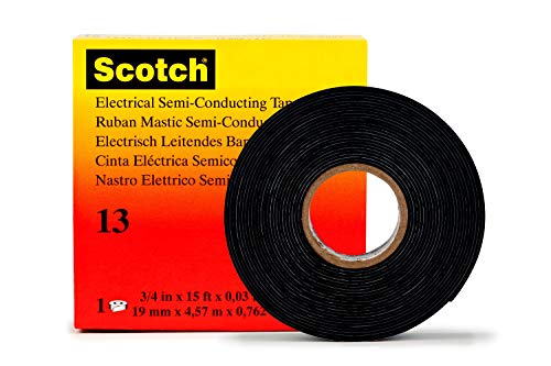 Image of 3M Scotch Electrical Semi-Conducting Tape 13, 3 /4 in x 15 ft, Printed, Black, High Voltage Splicing Tape, 1 roll