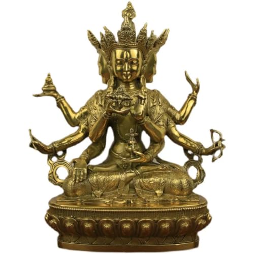 Statue de Bouddha Dzogchen en cuivre 21cm : créez un espace de méditation apaisant au salon