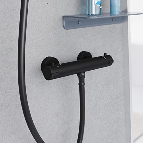 SCHÜTTE 52466 LONDON Thermostat Duscharmatur mit Verbrühschutz bei 38℃, Brausethermostat/Mischbatterie Wasserhahn für die Dusche, Schwarz Matt