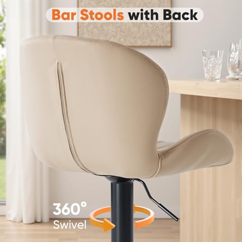 Image of Sweetcrispy Bar Stools Set of 4, Swivel Adjustable Height Fabric Bar Chair