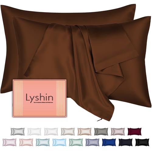 Mulberry Silk Pillow Cases 2 Pack Standard Size 20x26 Inches with Hidden Zipper, Ultra Smooth and Soft Breathable Cooling Silk Satin Pillowcase Set of 2, Better for Hair and Skin, Gifts for Women Men