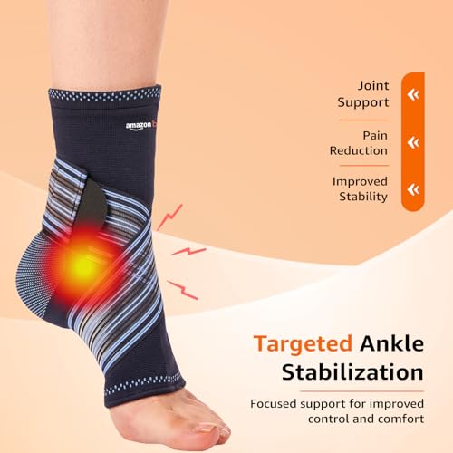 Image of Amazon Basics Premium Ankle Support | Adjustable Compression for Daily Comfort | Breathable Fabric | Padded Design for Stability | Unisex | Large