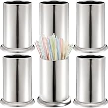 ZEAYEA 6 Pack Stainless Steel Straw Holder, Countertop Straw Dispenser, Drinking Straw Organizer Container for Store, Restaurant, Bar, Home, Kitchen Organizer for Spoons Forks Cutlery Gadgets