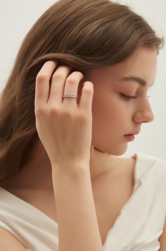 EAMTI 4MM Wedding Bands for Women Celtic Knot S925 Sterling Silver Wedding Rings Eternity Band Rings Size 3-114