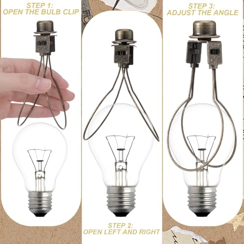 Image of Honoson 4 Pcs Bulb Lamp Shade Light Bulb Clip Adapter Includes Finial and Lampshade Levellers for Replacement (Antique Bronze)