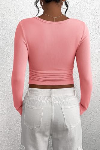 Image of PRETTYGARDEN Women's Fall Long Sleeve Henley T Shirts