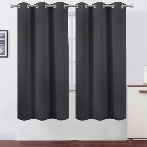 Image of LEMOMO Dark Grey Thermal Blackout Curtains /42 x 72 Inch /Set of 2 Panels Room Darkening Curtains for Bedroom