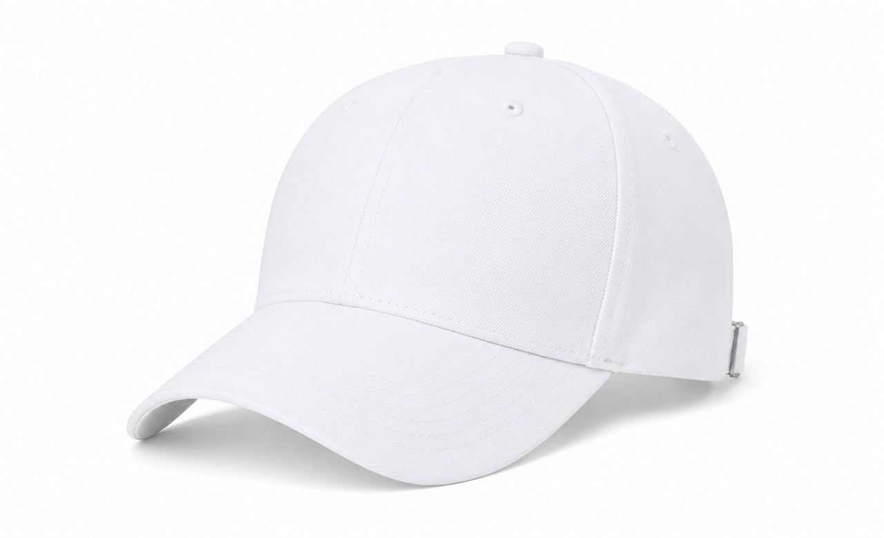Unisex Plain White Baseball Cap for Men & Women | Adjustable Strap Cotton Casual Sports Cap | Lightweight Sun Protection Hat for Outdoor, Travel-image-36