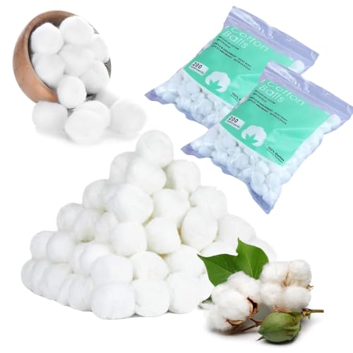 400 piezas Bolas de Algodón Blanco,Bolas Algodon,Bolas de Algodón de Maquillaje,Suave y Absorbente,Redondas,para Salón de Belleza y Uso Doméstico