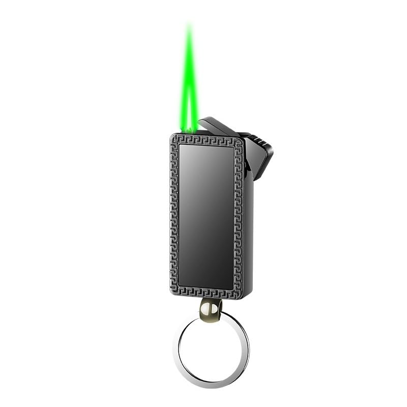 Encendedor ajustable a butano, resistente al viento, metal negro