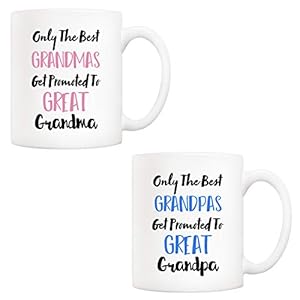 5Aup Mothers Day and Fathers Day for Grandparents Only The Best GrandpasGrandmas Get Promoted To Great GrandpaGrandma Coffee Mugs Set Gifts From Grandson Granddaughter Grandkids 11 Oz