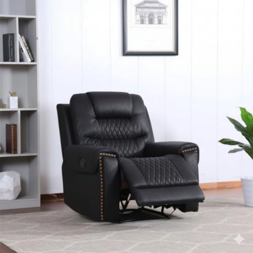 Image of Torque Mikkel 1 Seater Recliner Chairs for Home Office-Black | Leatherette Recliner Sofa 1 Seater | Manual Relaxing Single Chair for Adults -1 Year Warranty