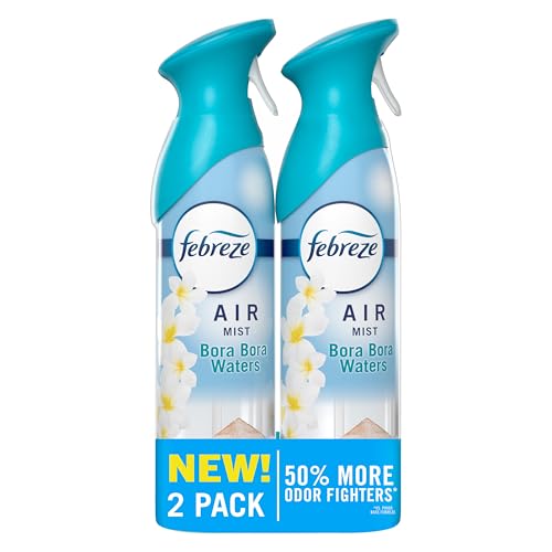 Febreze Air Mist Air Freshener Spray Odor Fighting Room Spray Deodorizer for Home Bathroom Kitchen Office Apartment Dorm Room Classroom Bora Bora Waters Scent 8.1oz (Pack of 2)