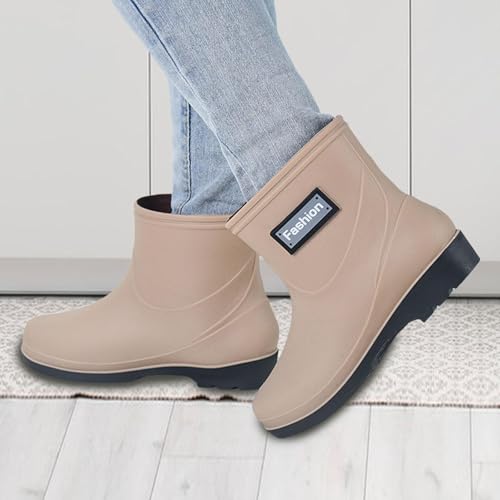 Colaxi Botas de chuva femininas de cano médio, botas curtas de jardim, antiderrapantes, macias, para