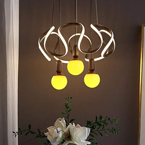 Lampe suspendue LED 3 têtes marron à intensité variable pour éclairage de chambre