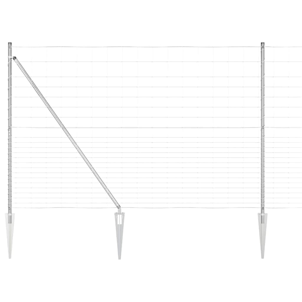 Galvanised Steel Fence Post 25 x 1.6 m Outdoor Garden Boundary Barrier Weather Resistant Corrosion Proof Rectangular Post for Patio Terrace Landscaping 2500 x 160 cm with Spikes Included