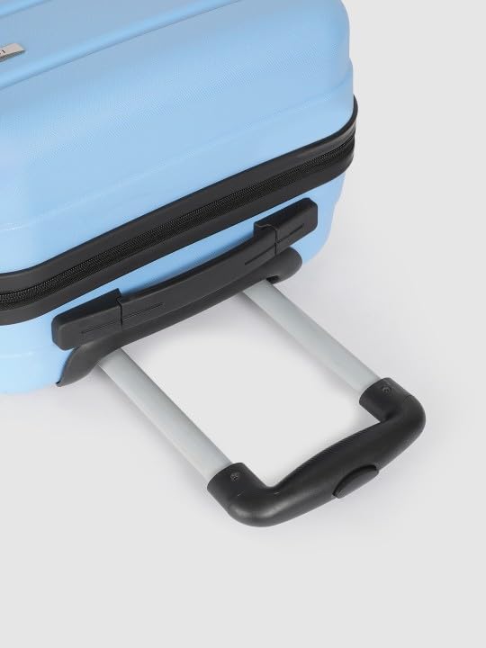Image of Teakwood Small Size 55 CM 8 Wheels Trolley Bag, Hard Cabin with Zipper Closure, Adjustable Push Button & Cross Side Strap, TSA Lock System 360 Degree (Small, Powder Blue)