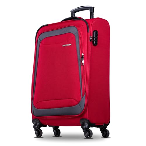 NOWI Korfu Weichschalen Trolley L – Mittelgroßer Stoff Koffer 50L mit 4 Rollen & Zahlenschloss | Leichter Reisekoffer für Damen & Herren (rot, L)