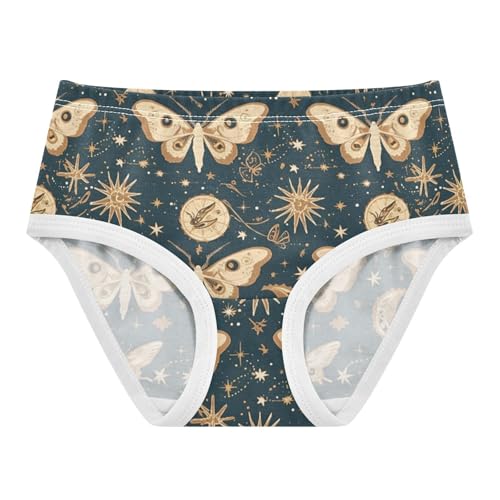Wusikd Moths Moons Girls' Underwear Cotton Suns Stars Girls Briefs Soft Toddler Underwear 2T