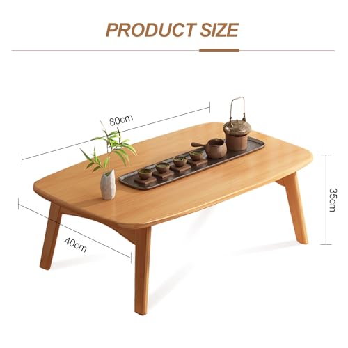 rzoizwko Japanese Floor Table Folding Bamboo Wood Coffee Table,Tatami Table for Sitting on The Floor Japanese Style Low Table (Original Wood, 31.49 * 15.74 * 13.78Inch) - Thumbnail 3