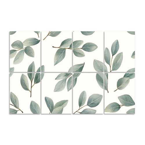 8 Pack Paneles Acústicos de Arte Absorbentes de Sonido Diseño Hojas Verdes Decorativo Autoadhesivos para Estudios de Grabación Oficina 48"x32" miniatura 1