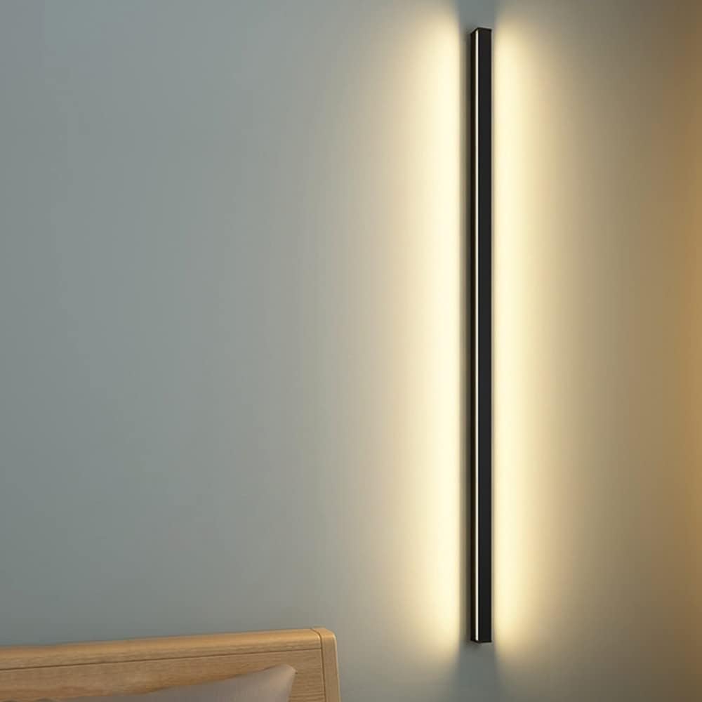 HCZKIUJY Black Wall Mounted Light Rectangle LED Wall Light Long Strip Wall Lantern Indoor Home Wall Luminaire Lamp Simple Wall Sconces,Kitchen Light (Warm Light-80CM)