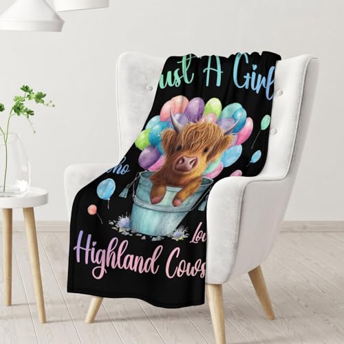 Highland Cow Blanket Gifts - 60x80 Inches Cute Throw Blanket for Girls - Colorful Soft Fuzzy Blankets for Bed, Couch & Living Room