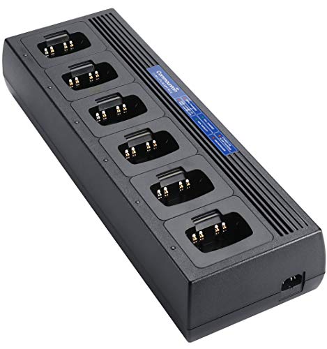 Six Unit Charger for Motorola Radio BPR40, Compatible with Batteries PMNN4071 PMNN4075, Multi Gang Rapid Charger with Charge Temperature Management, Replace Charger PMPN4184 PMPN4184A