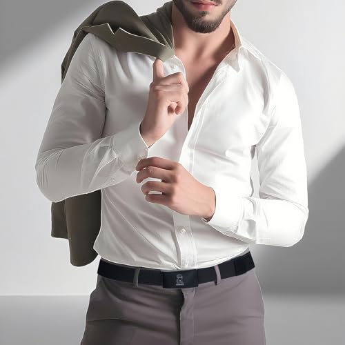 Ratchet Belt for Man,Bling Buckle with Elastic Woven Nylon Belt For Men Dress and Casual Adjustable, Trim to Fit2