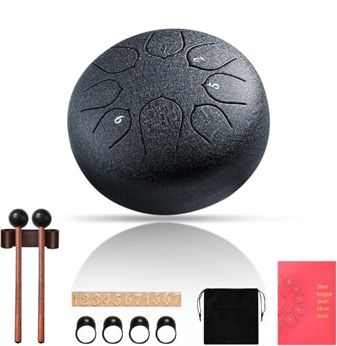 Rain Drum Set, Outdoor Garden Rain Drum, 6 inches 8 Tone Steel Tongue Drum Rain Chime, Handpan Instrument Meditation Drum