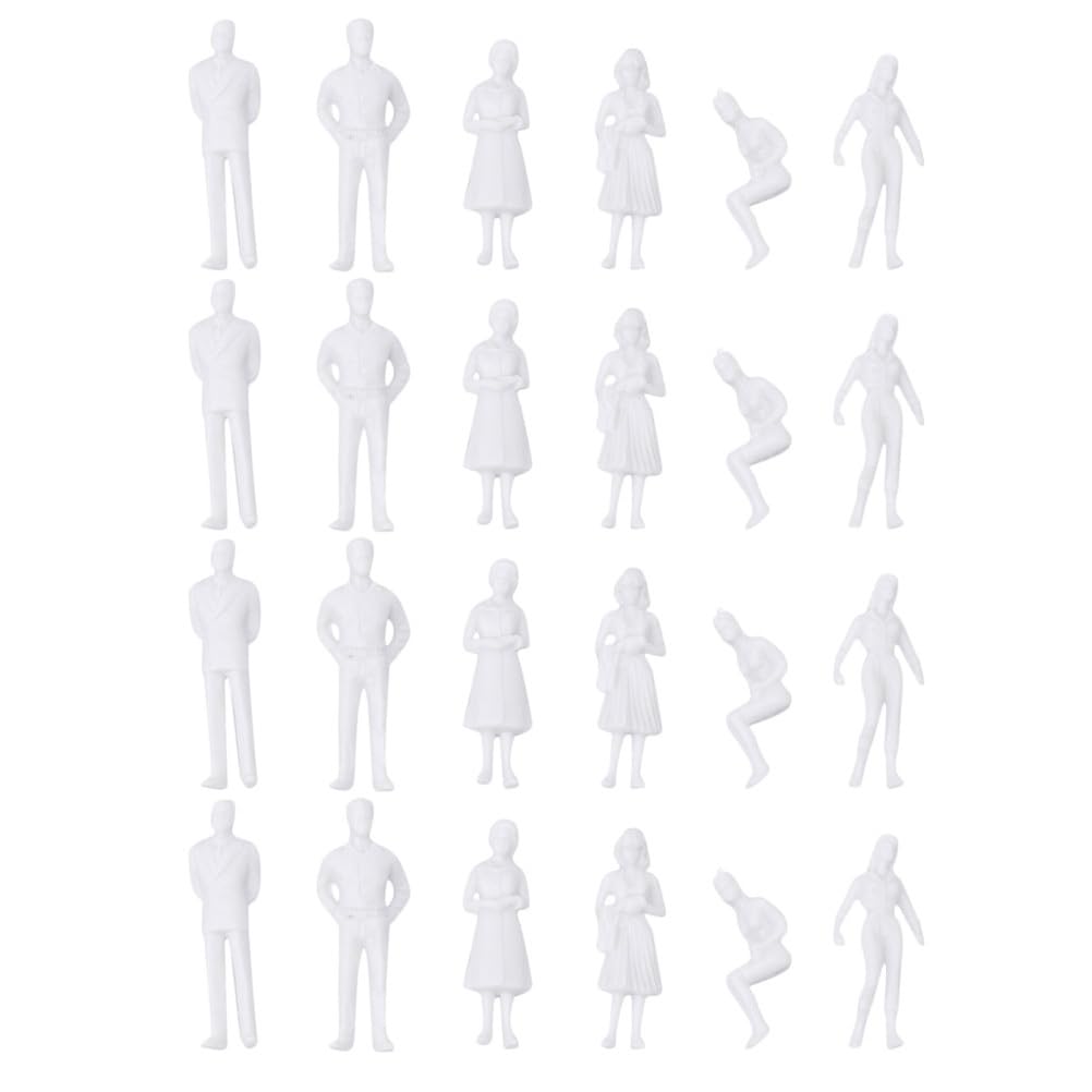 SUPVOX Painted People Figures Plastic Lifelike Models White Miniature Figurine People Scale Models 50pcs Different