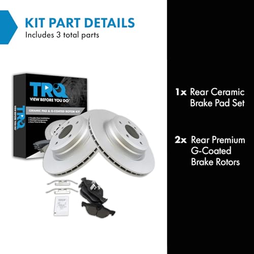 Image of TRQ Rear Brake Pad and Rotor Set Ceramic Coated Rotors 336mm Compatible with 2013-2014 BMW X1