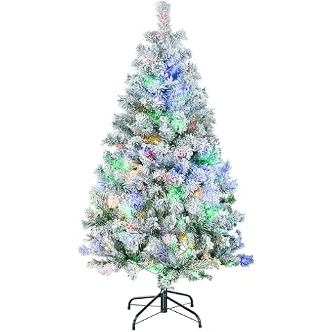 HOMCOM 4.5ft Pre Lit Snow Flocked Christmas Tree Cover
