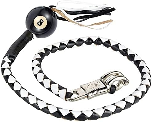 EXCELSIOR INTERNATIONAL42" Long 1/2“ Diameter White and Black Motorcycle Get Back Whip With White 8 Pool Ball