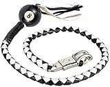 EXCELSIOR 42' Long 1/2“ Diameter White and Black Motorcycle Get Back Whip With White 8 Pool Ball