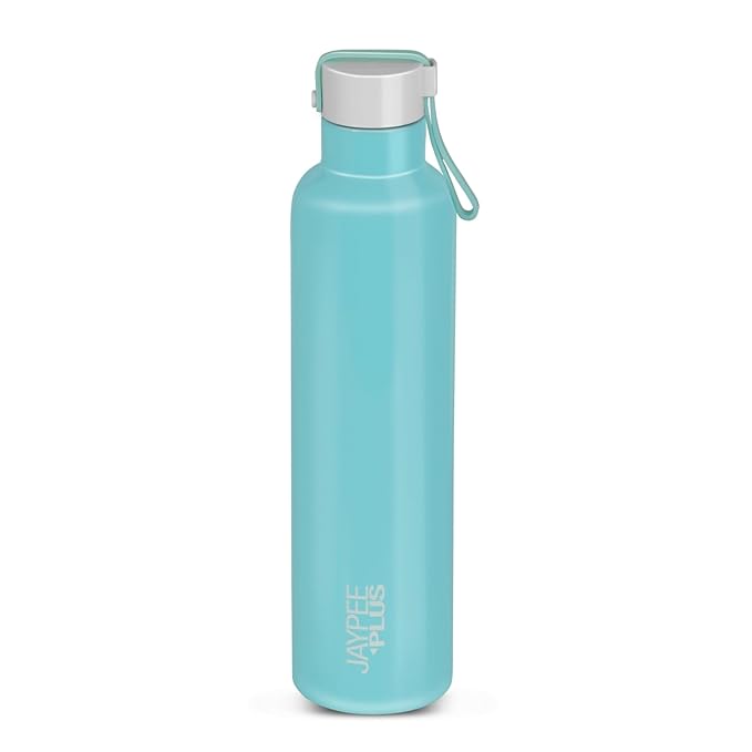 Jaypee Plus Tango ISI Certified Vacuum Insulated Thermosteel 750 ml Water Bottle 24 Hours Hot and Cold for School, Office, Home, Gym Double Wall Anti Skid Leakproof Flask with Carrying Loop,Green