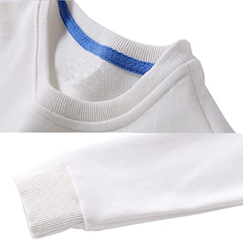 Hdlexd Unisex Toddler Kids Long Sleeve Thin Pullover Sweatshirt Boys Girls Cotton Crewneck Solid Sport T-Shirt Tops Blouse White 12 Months #TOP1