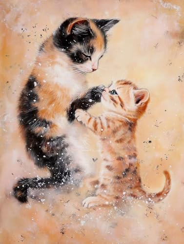 Pintar por números adultos de gato lindo con lienzo gigante de 90x120cm y acrílicos