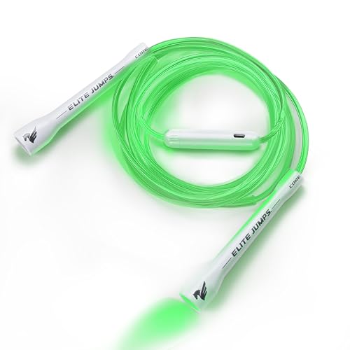 Elite Jumps - Light Show LED Jump Rope - For Kids & Adults - Durable & Lightweight - Adjustable Length & USB Rechargeable - Tangle-Free Jumping Rope for Fun & Exercise - 6 Vibrant Colors - Single LED