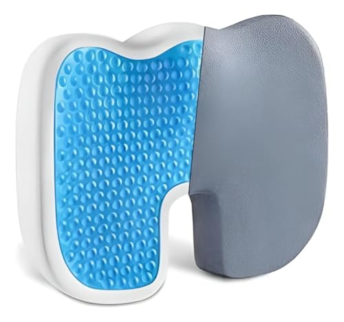 Almofada Ortopédica de Gel e Espuma de Memória 45x35x7cm Suporte Lombar e Cóccix Cinza