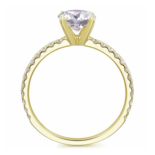 Classic 4-Prong Setting 1.0 CT Round Brilliant Cut 14K Gold Moissanite Engagement Ring Promise Rings2