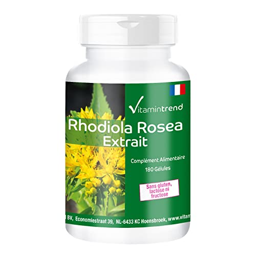 Poudre d'extrait de Rhodiola Rosea en gélules 500mg - vegan - 180...