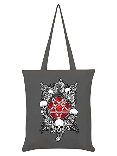 Infernal Pentagram Graphite Grey Tote Bag 38x42cm