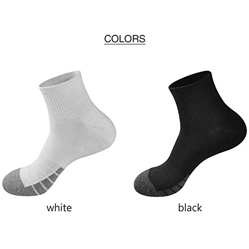 Gkx Men's 10 Pairs Cotton Moisture Wicking Cushioned Sole Preformance Training Running Athleticworkout Low Cut Socks(Black 10P) #TOP4