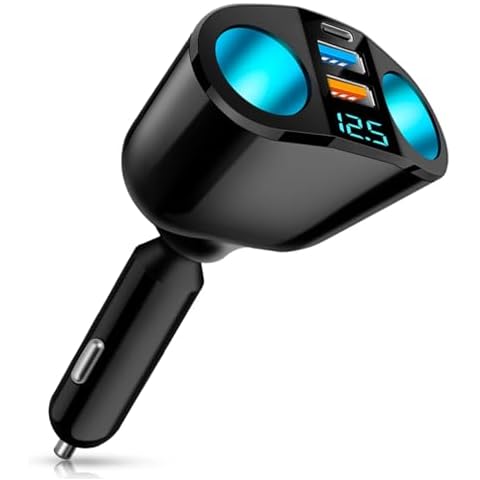 AGEK USB C Car Charger with LED Voltmeter Cover