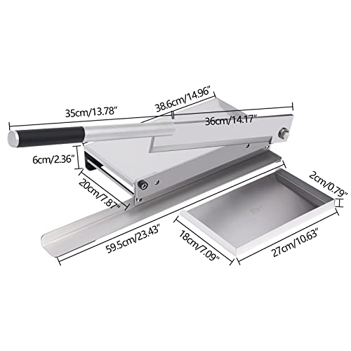 Manual Meat Bone Cutter 16 Inch Manual Guillotine Bone Meat Cutter with Blade & Food Spatula Stainless Steel Bone Chopper,Heavy Duty Chicken Cutting Machine for Cutting Pig Feet,Bar Bone,Lamb Chop